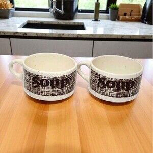 Vintage 1970s Soup Mugs Set of 2 – Brown Retro Stoneware Bowls USA Fall Kitchen